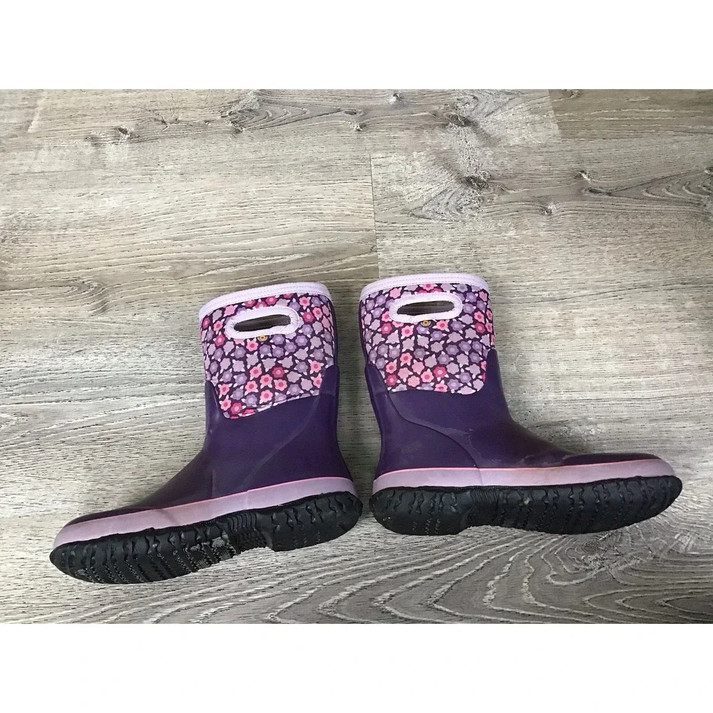 BOGS Grasp Flowers Youth Girls Size 6 Snow Boots 78759 Purple Waterproof Winter